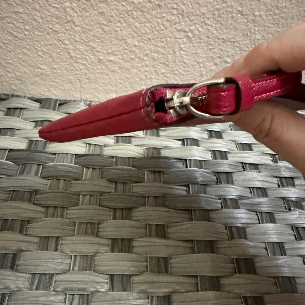 Coach Red Pebbled Leather Wristlet Zip Pouch Wallet - Picture 8 of 16